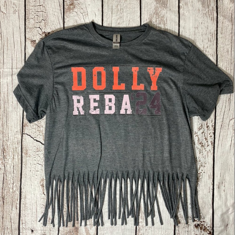 Gray Fringe Short Sleeve Tee